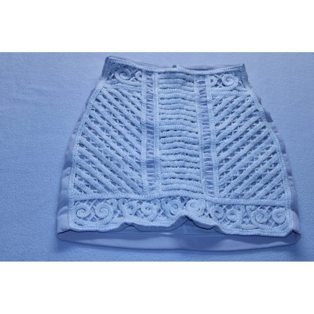 H&M White Crochet Lace Overlay Mini Skirt Womens Size 6 EUR 36 Back Zip Boho